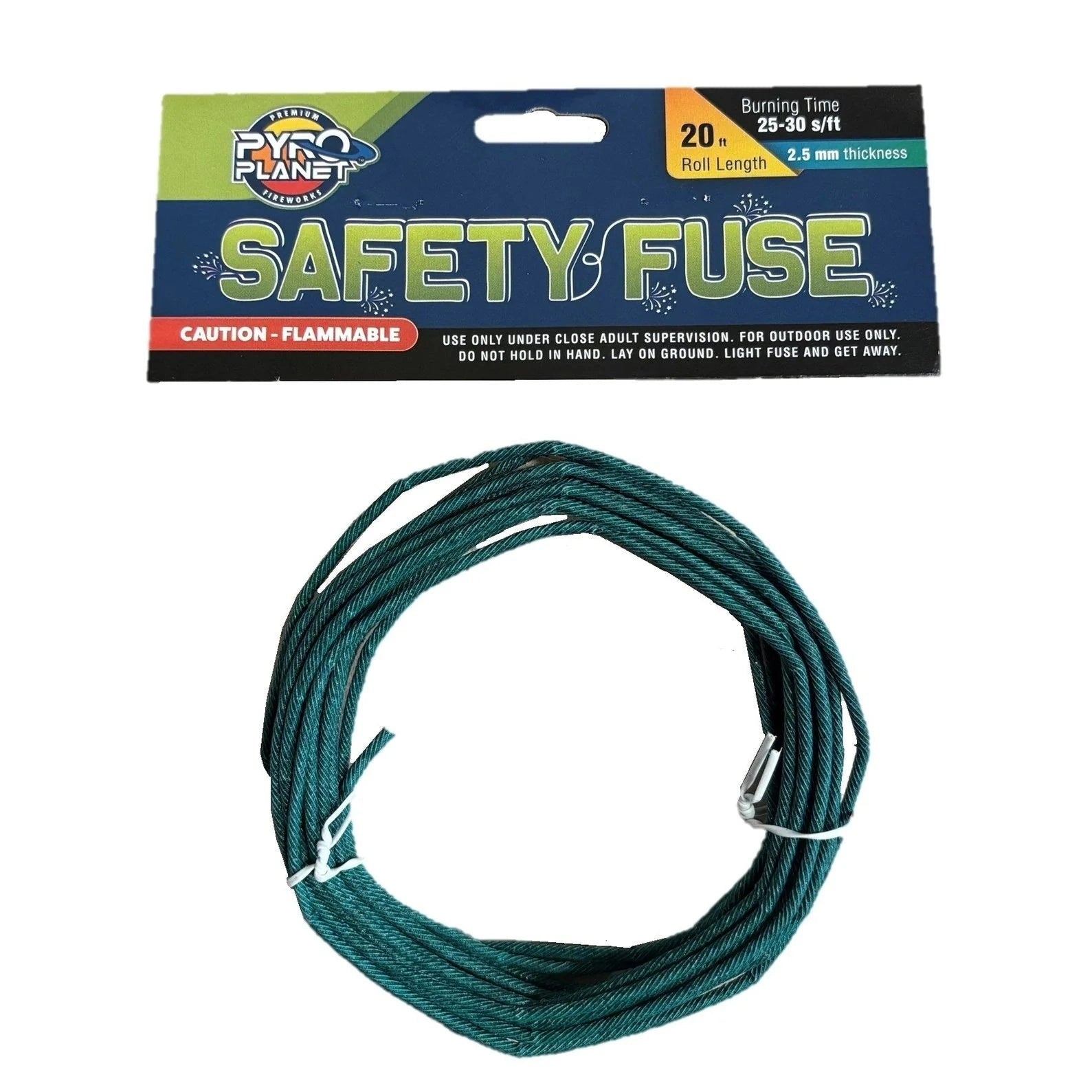 SAFETY FUSE 2.5MM 25-30 SEC PER FT - 20 FT